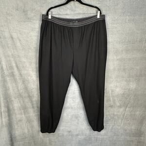 Vince Pants Mens XXL Black Leather Trim Wool Cashmere Jogger Comfort Casual